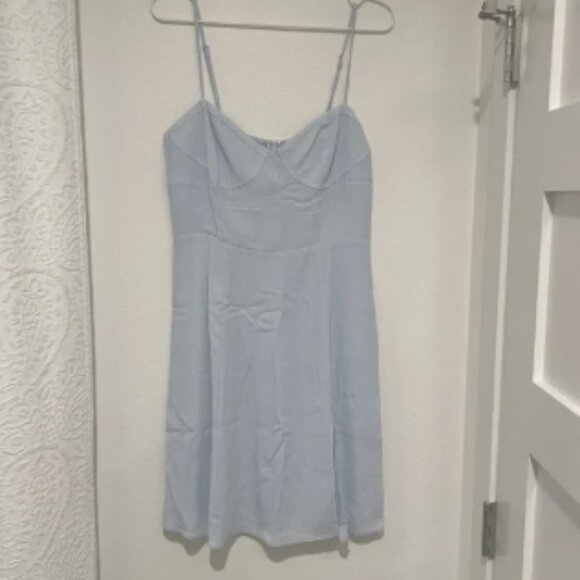 Sundeh Aritzia Light Blue Mini Dress with Slit - Picture 1 of 5